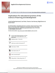 Implications for educational practice of the science of learning and development