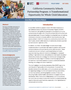 California Community Schools Partnership Program brief